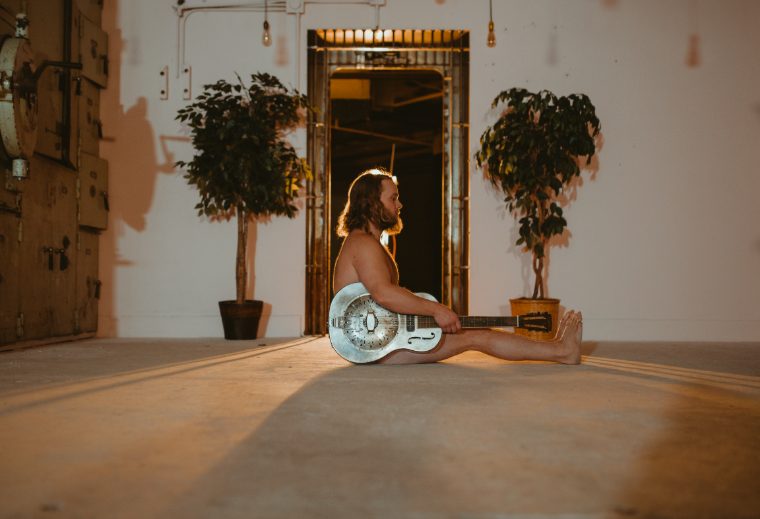 Mark Lavengood seated with dobro